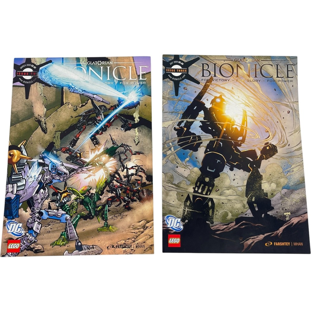 LEGO Bionicle Glatorian DC Comics Lot Issues 2 & 3 March July 2009 Greg Farshtey